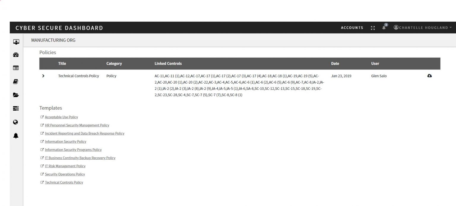 Policy Creation Using Templates - CYBER SECURE DASHBOARD